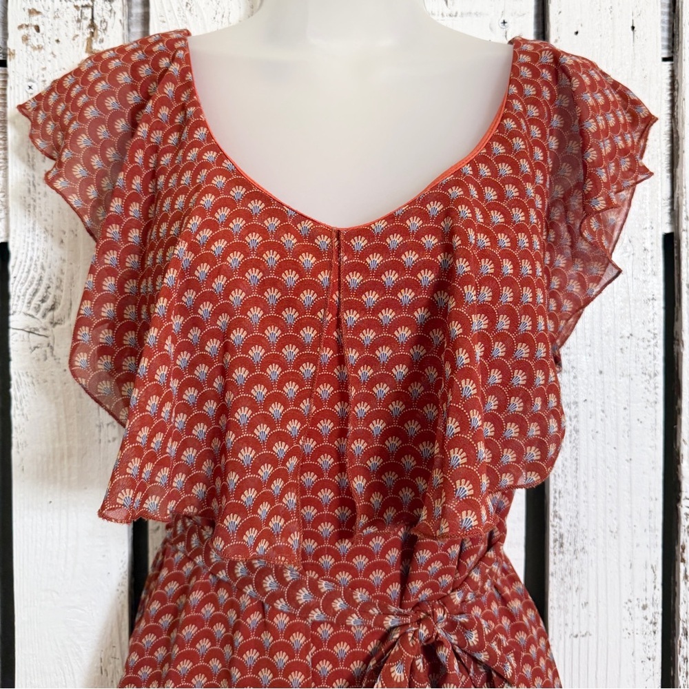 Ya Los Angeles Floral Shift Dress Size Large Romantic Boho Whimsical Red Cottage